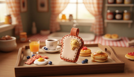 Cute Toast & Butter Polymer Clay Keychain | Handmade Breakfast Bag Charm | Tinta Clays