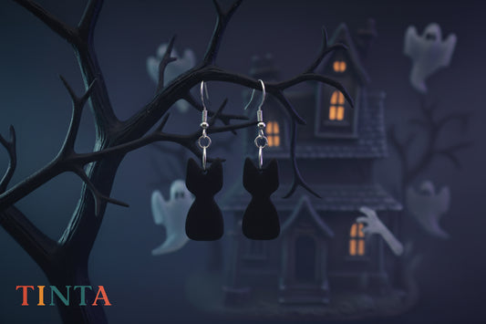 Cute Black Kitty | Halloween Collections | Polymer Clay earring