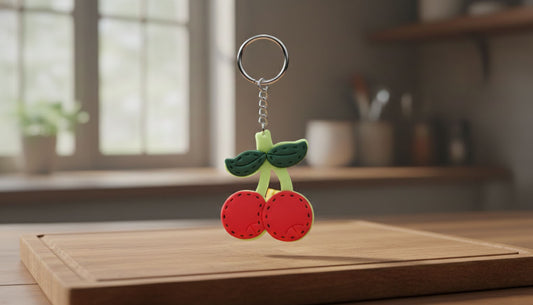 Sweet Cherry Polymer Clay Keychain | Handmade Fruit Bag Charm | Tinta Clays