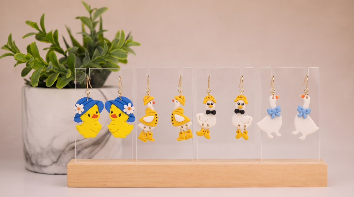 Raincoat Duck Earrings – Handmade Polymer Clay Earrings