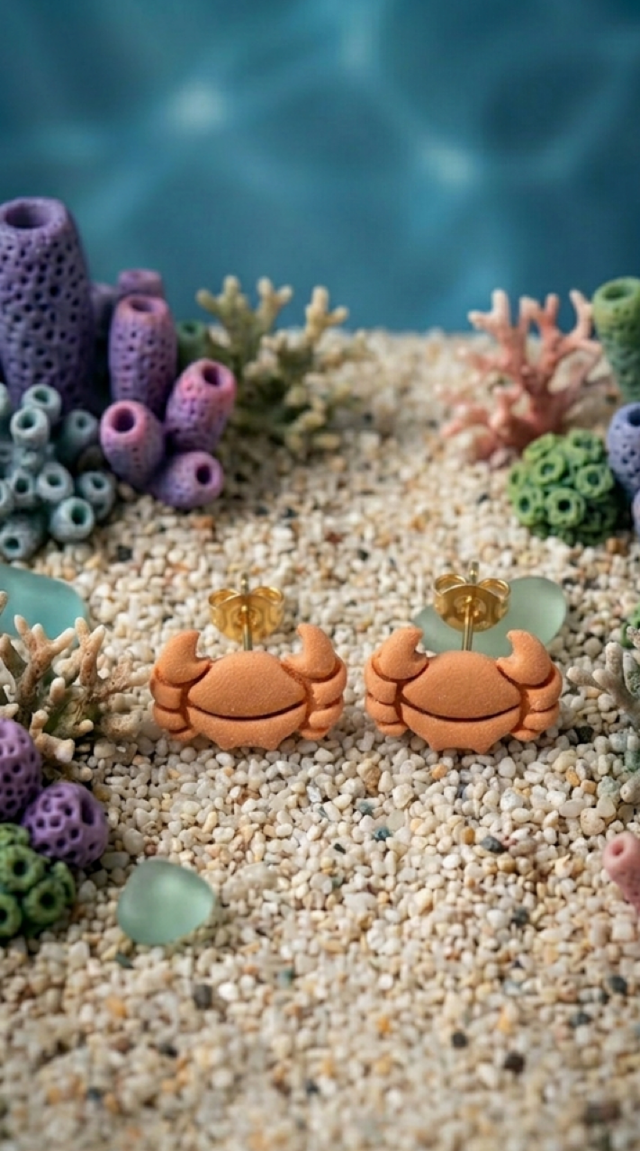Tiny Crab Reef Studs | Sea Series