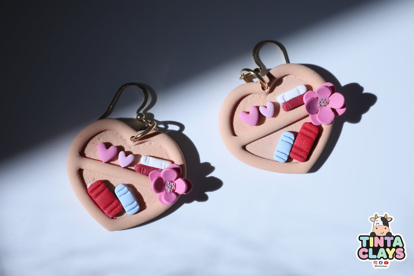 Handmade Heart Bookshelf Earrings | Miniature Library Polymer Clay Earrings | Book Lover Jewelry