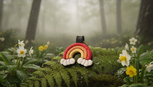 Cute Rainbow Polymer Clay Keychain | Handmade Colorful Bag Charm | Tinta Clays