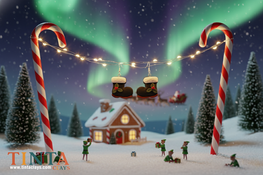 Mini Black Boot | Christmas Special | Polymer Clay Earring