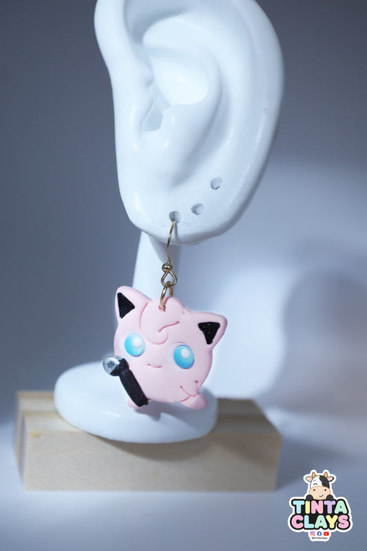 Handmade Pink Singing Character Earrings | Cute Polymer Clay Earrings | Gaming-Inspired Jewelry
