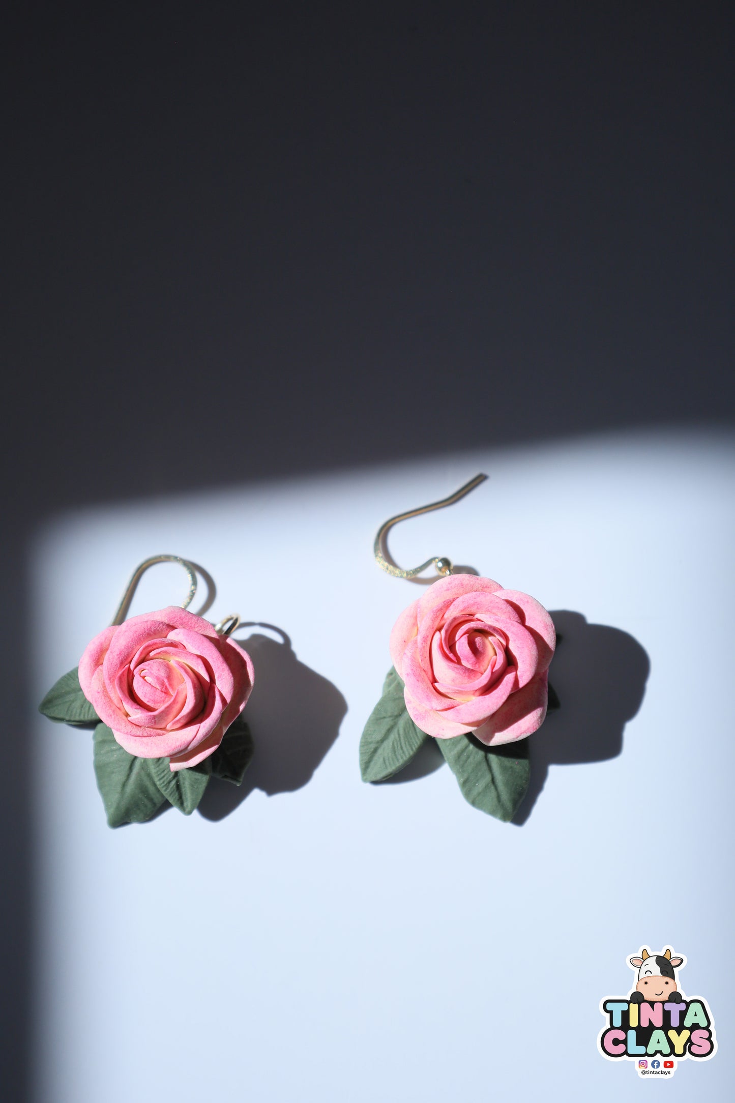 Handmade Pink Rose Earrings | Polymer Clay Floral Earrings