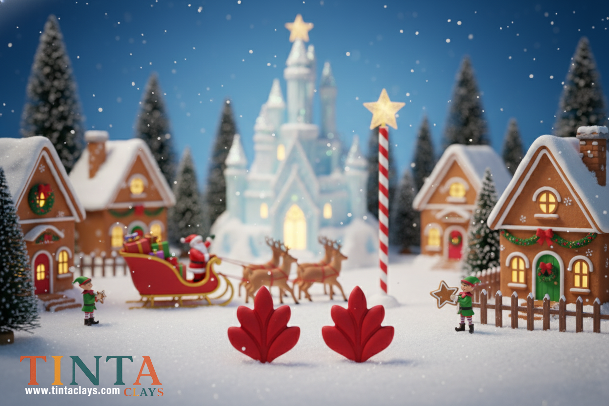 Red leaf Stud | Christmas Special | Polymer Clay Earring