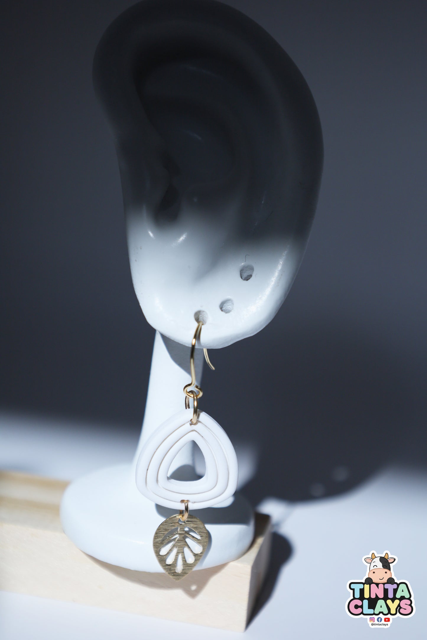 Handmade Ivory Geometric Drop Earrings | Modern Polymer Clay Earrings | Minimalist Statement Jewelry