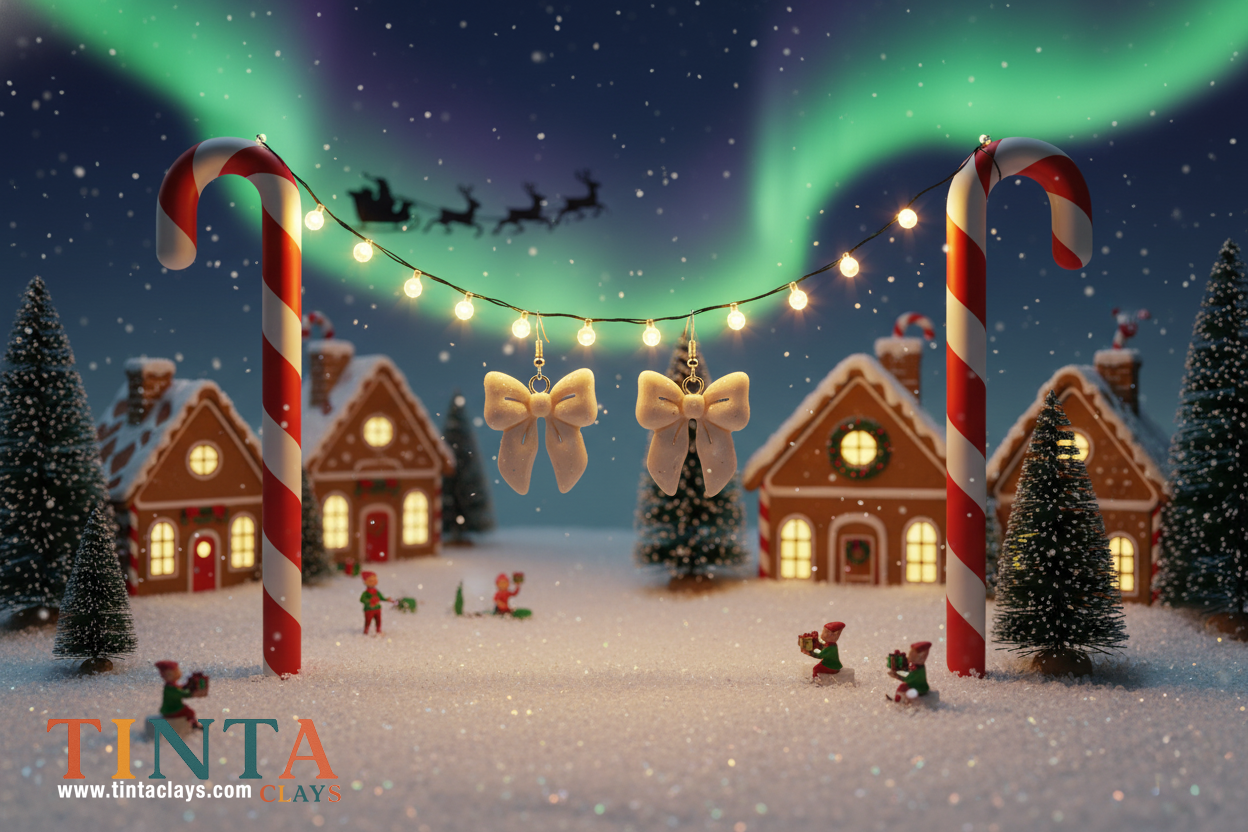 Sparkly Bow | Christmas Special | Polymer Clay Earring