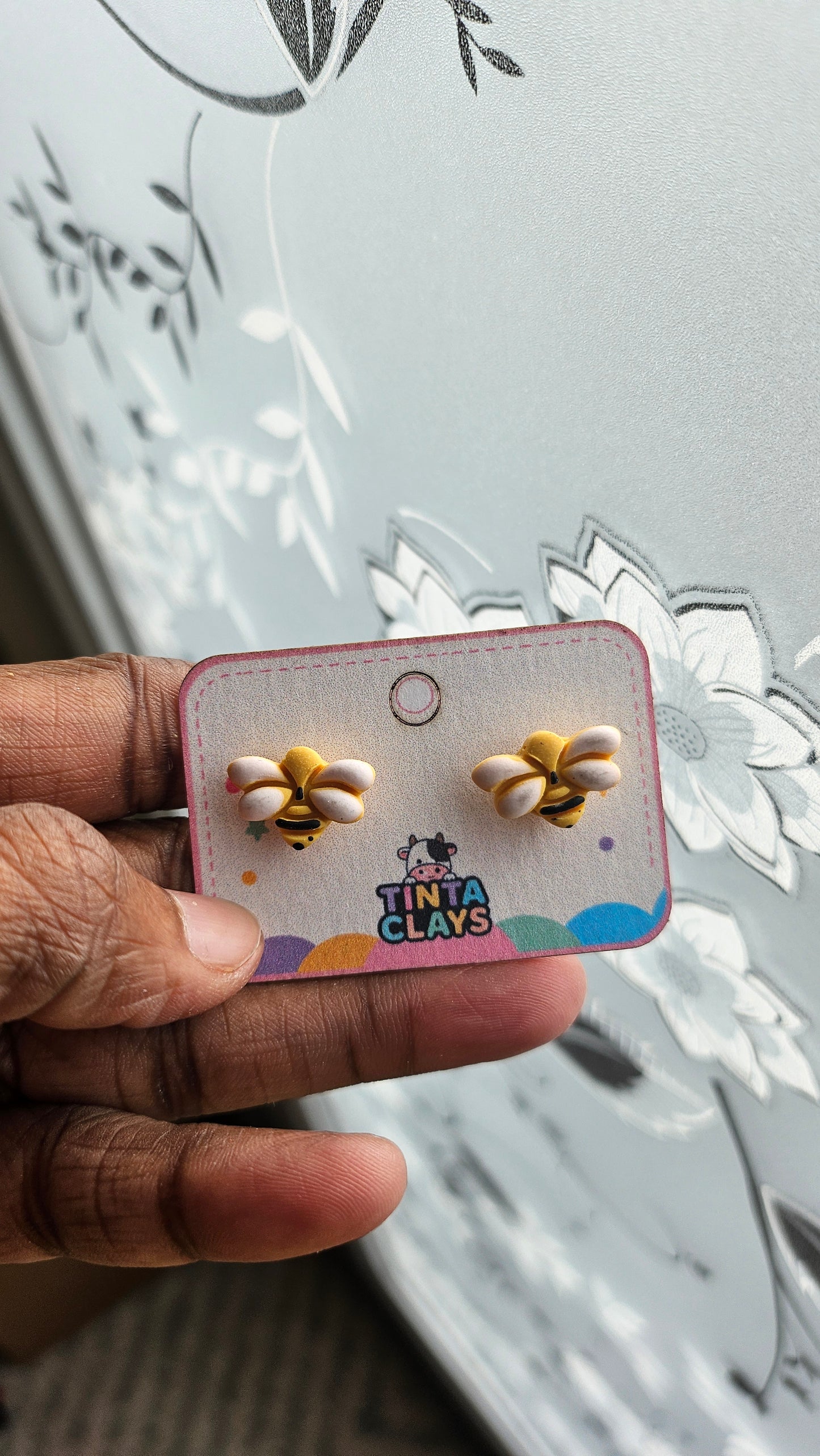 Bee stud Earrings | Handmade Polymer Clay - Earrings | Lightweight Jewelry | Spring Series