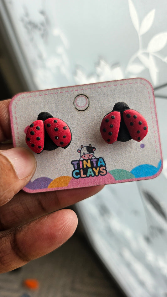 Ladybug Earrings | Handmade Polymer Clay - Earrings | Lightweight Jewelry | Spring Series
