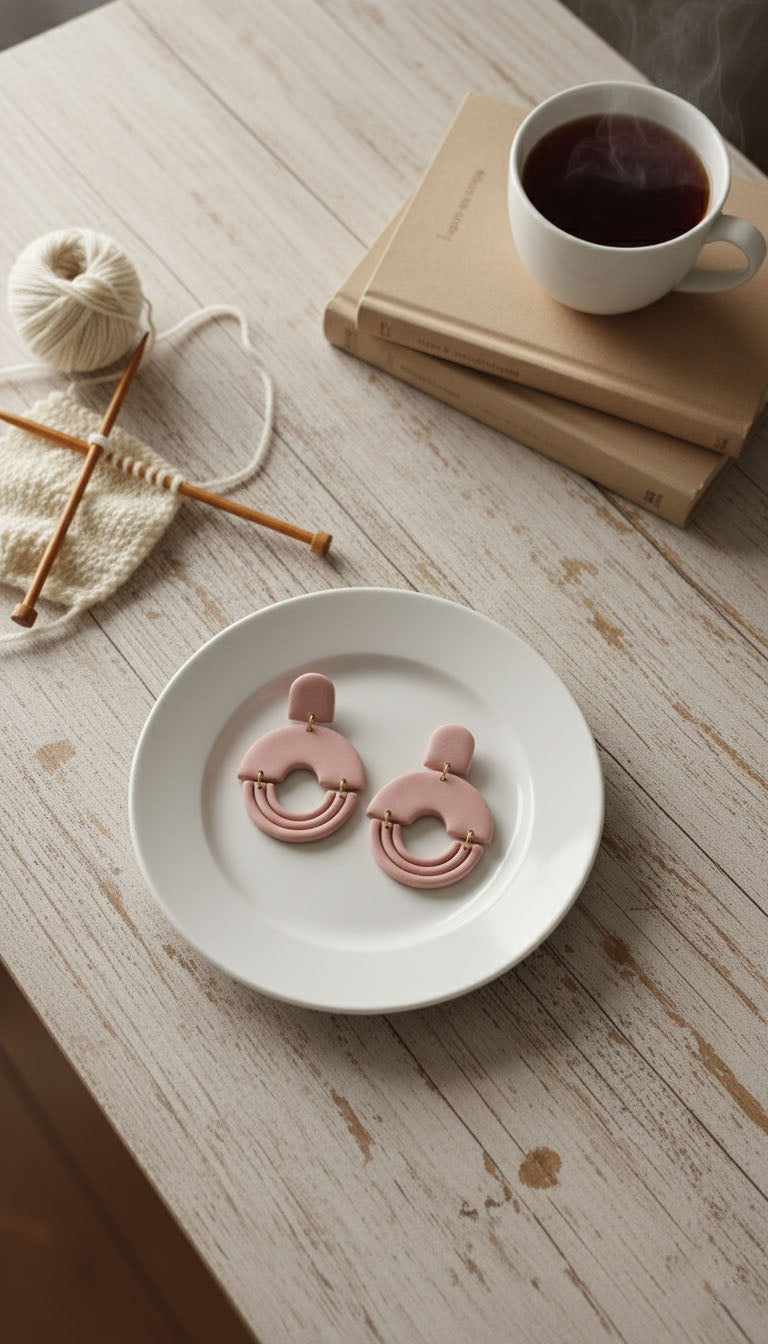 Blush Pink Layered Arch Earrings | Everyday Special | Polymer Clay Earring