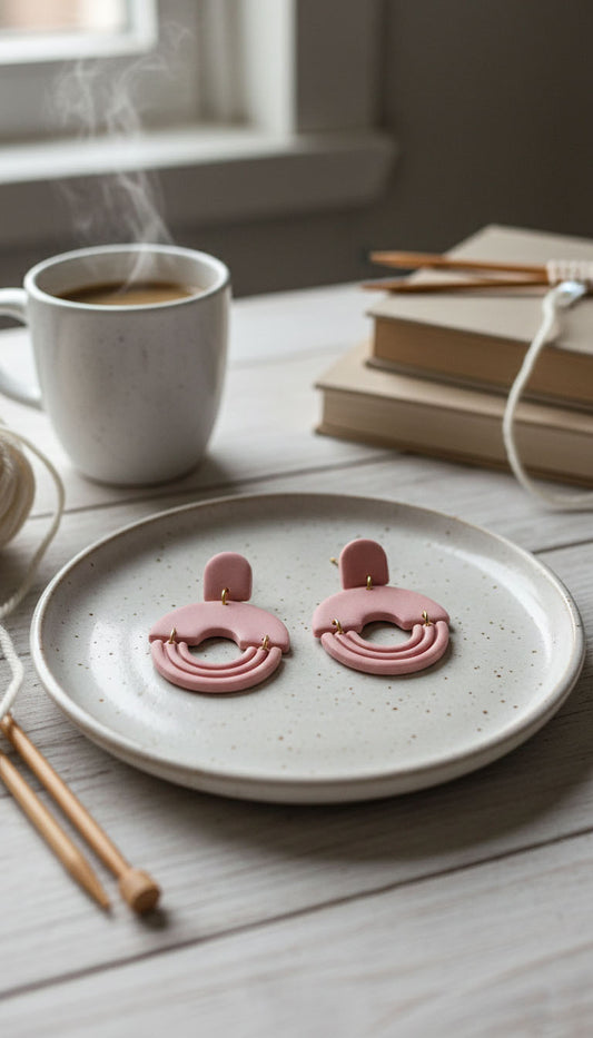 Blush Pink Layered Arch Earrings | Everyday Special | Polymer Clay Earring
