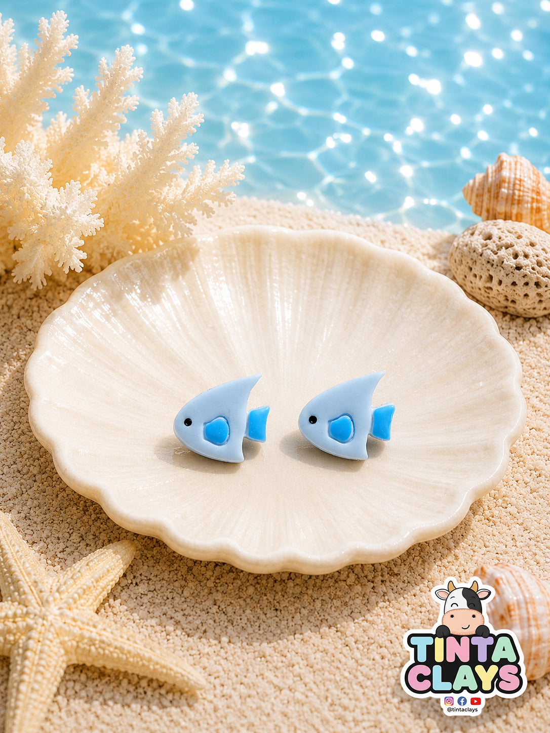 Tropical blue Fish Studs | Sea Series