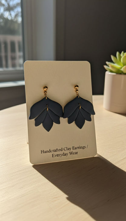 Blue Petal Drop Earrings | Everyday Special | Polymer Clay Earring