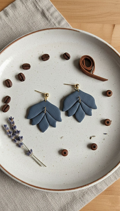 Blue Petal Drop Earrings | Everyday Special | Polymer Clay Earring