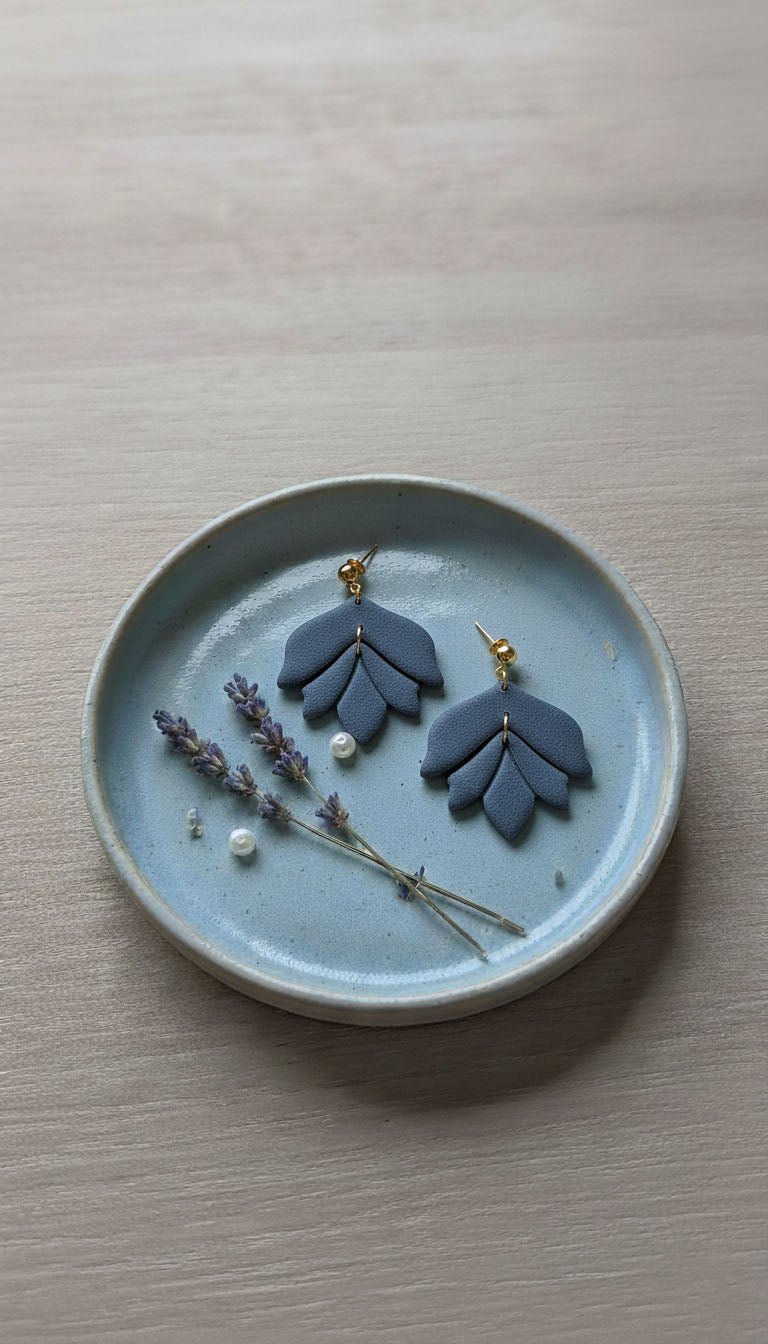 Blue Petal Drop Earrings | Everyday Special | Polymer Clay Earring