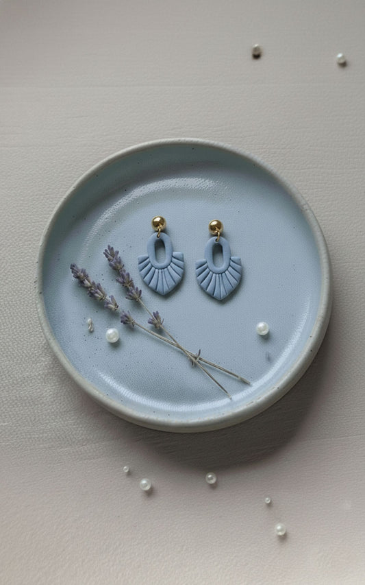 Slate Blue Fan Arch Earrings | Everyday Special | Polymer Clay Earring