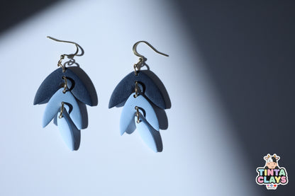 Handmade Blue Petal Drop Earrings | Polymer Clay Statement Earrings | Elegant Floral Dangle Jewelry