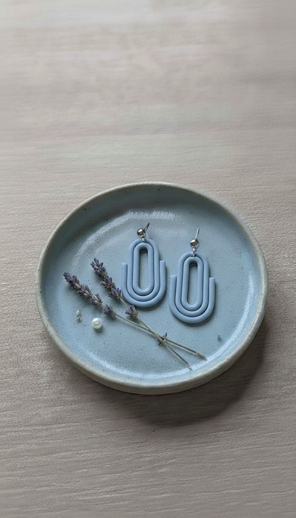 Soft Blue Oval Arch Earrings | Everyday Special | Polymer Clay Earring