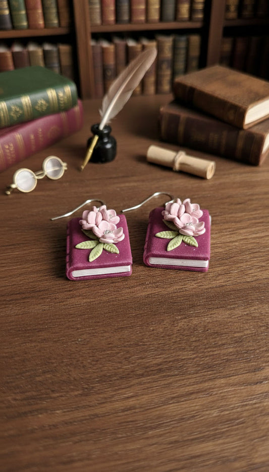Floral Book Drop Earrings | Everyday Special | Polymer Clay Earring