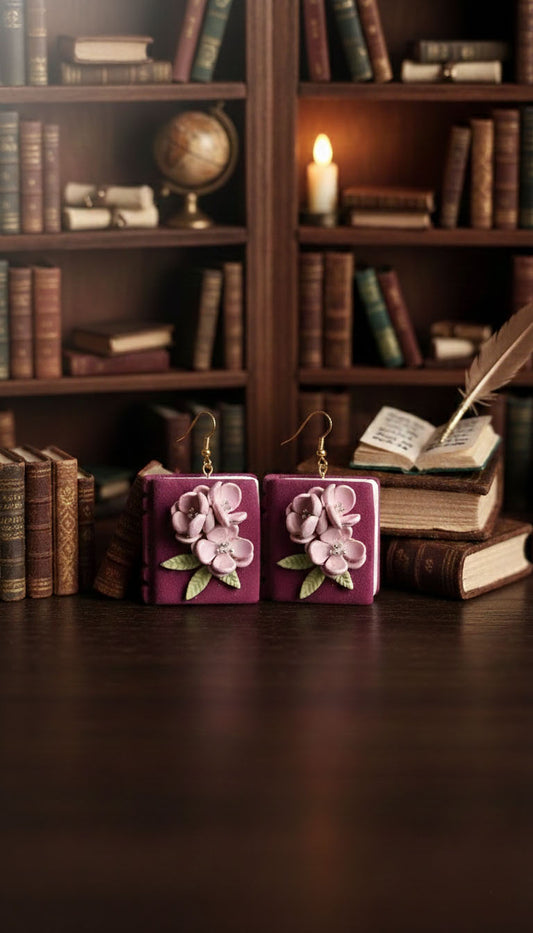 Floral Book Drop Earrings | Everyday Special | Polymer Clay Earring