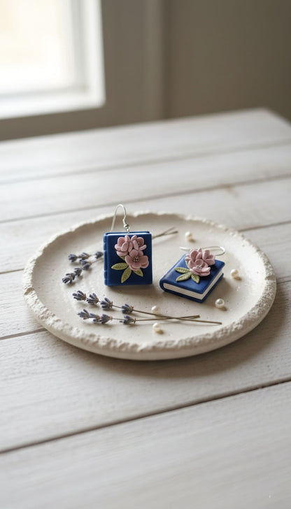 Floral Book Drop Earrings | Everyday Special | Polymer Clay Earring