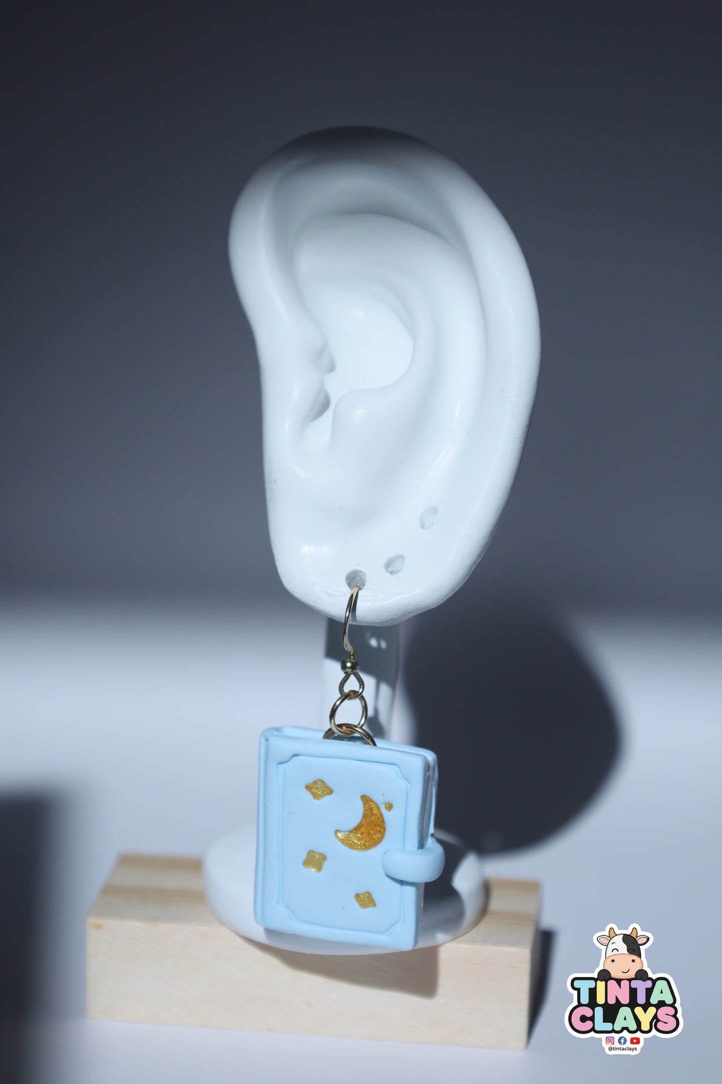 Enchanted Book Earrings | Handmade Fantasy Book Earrings with Starry Cover | Polymer Clay Earrings