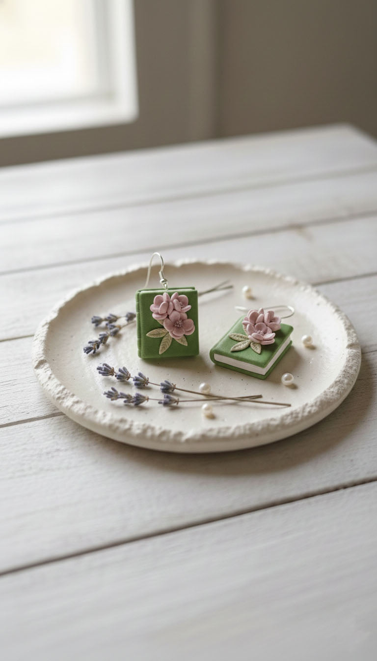 Floral Book Drop Earrings | Everyday Special | Polymer Clay Earring
