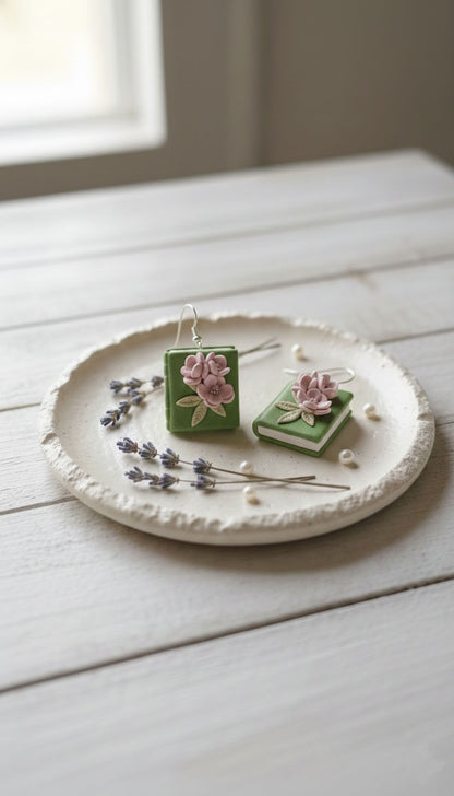 Floral Book Drop Earrings | Everyday Special | Polymer Clay Earring