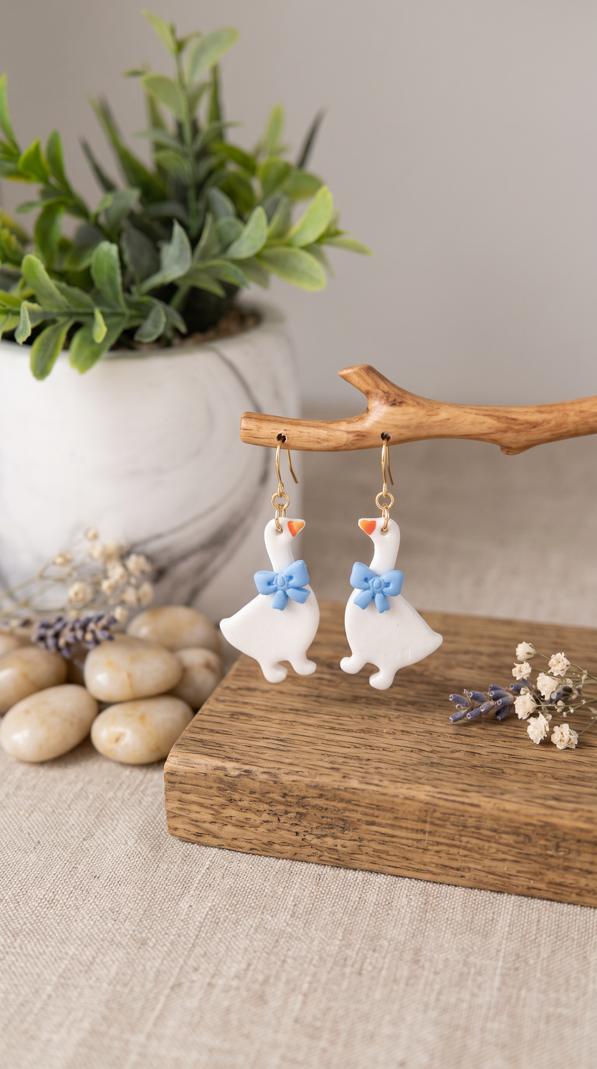 Bow Duck Earrings – Handmade Polymer Clay Earrings