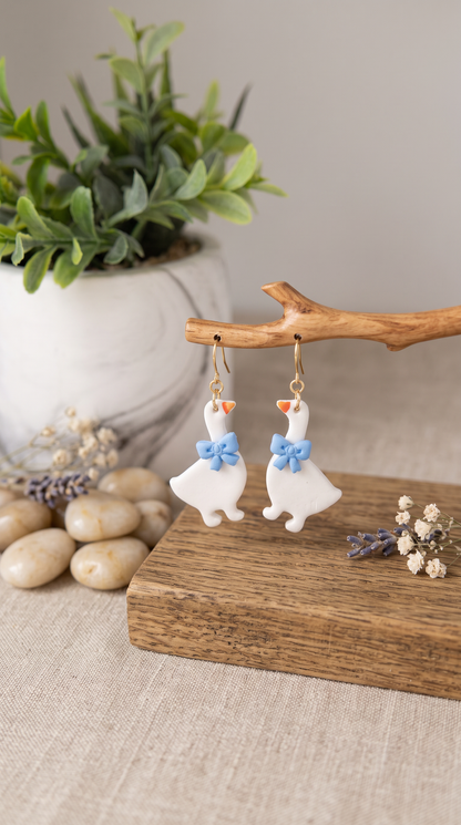 Bow Duck Earrings – Handmade Polymer Clay Earrings