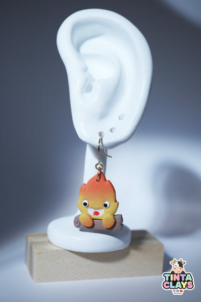 Handmade Fire Spirit Earrings | Magical Flame Polymer Clay Earrings | Fantasy-Inspired Jewelry