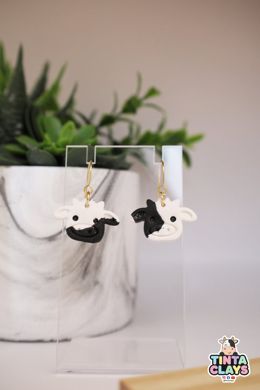 Handmade Baby Cow Earrings | Cute Highland Cow Polymer Clay Earrings | Farm Animal Jewelry