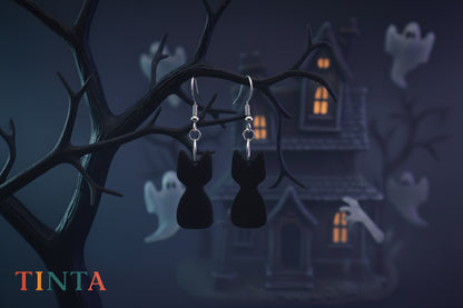 Cute Black Kitty | Halloween Collections | Polymer Clay earring