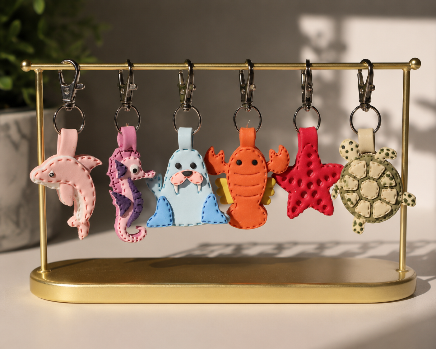 Cute Dolphin Polymer Clay Keychain | Handmade Ocean Bag Charm | Tinta Clays