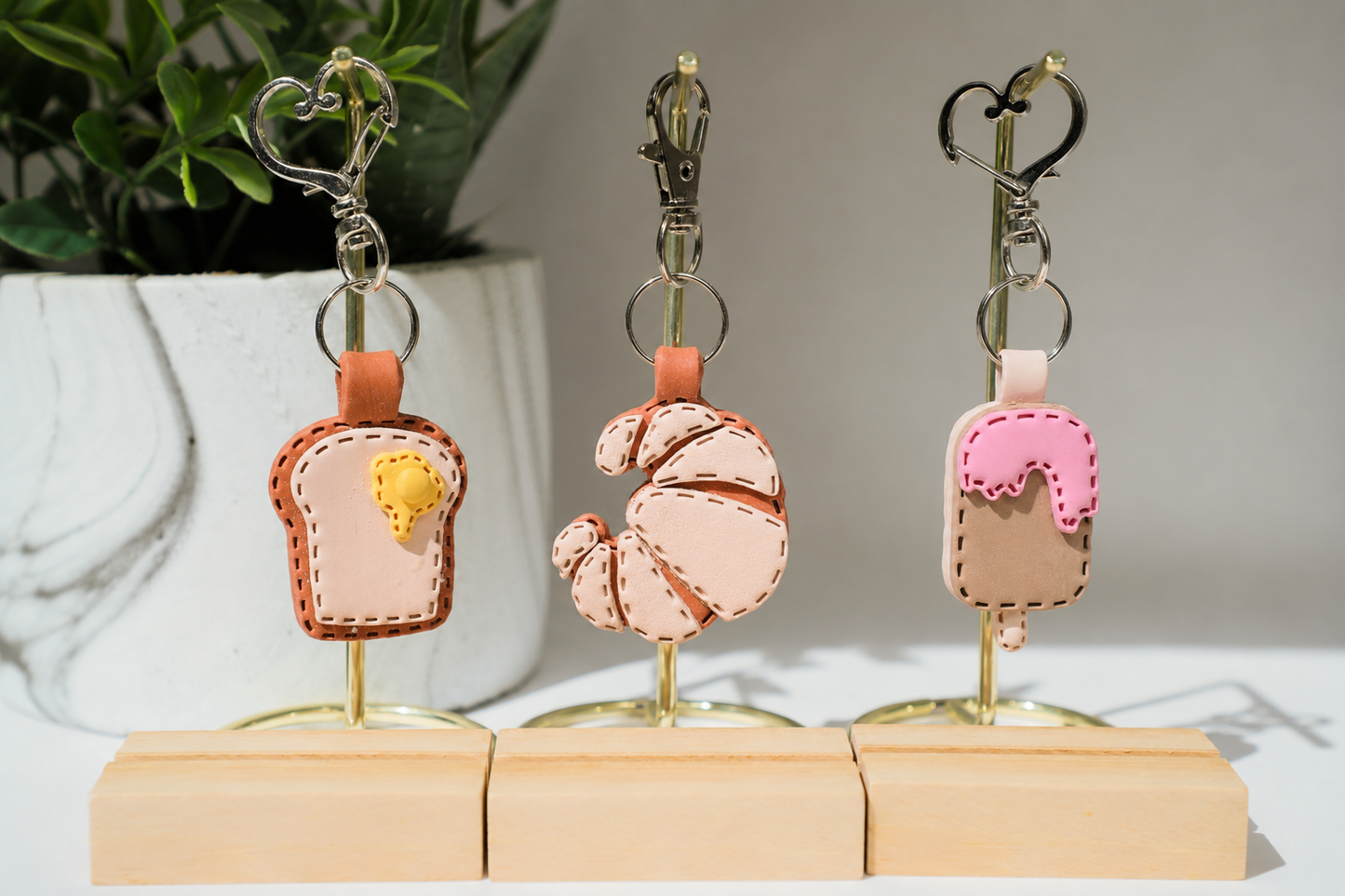 Cute Food Polymer Clay Keychain Set | Handmade Food & Dessert Charms | Tinta Clays