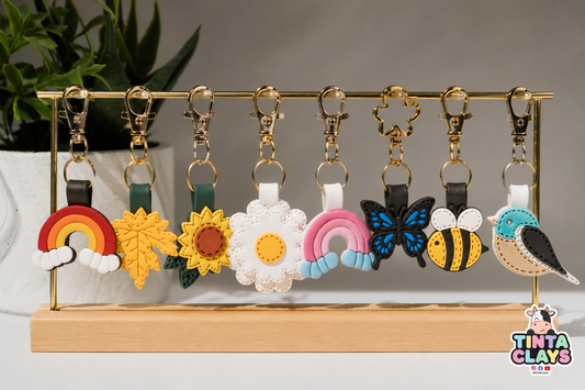 Cute Spring Polymer Clay Keychain Set| Choose any 3 | Handmade Floral & Nature Charms | Tinta Clays