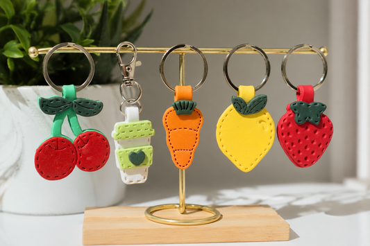 Cute Fruit, Vegetable & Coffee Cup Polymer Clay Keychain Set | Handmade Food Charms | Tinta Clays