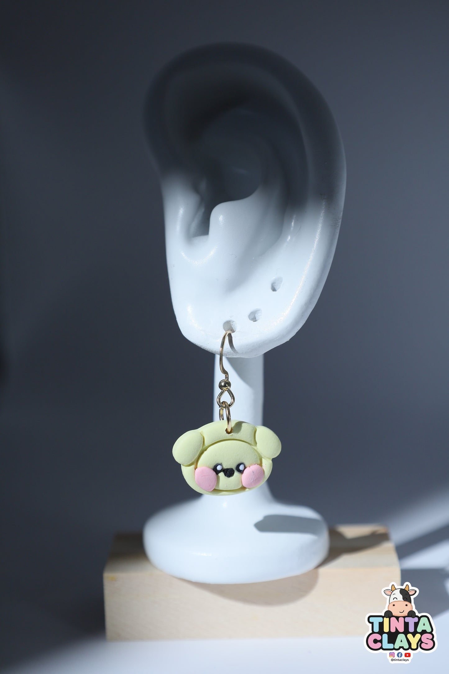Handmade Yellow Puppy Earrings | Cute Dog Polymer Clay Earrings | Kawaii Character-Inspired Jewelry