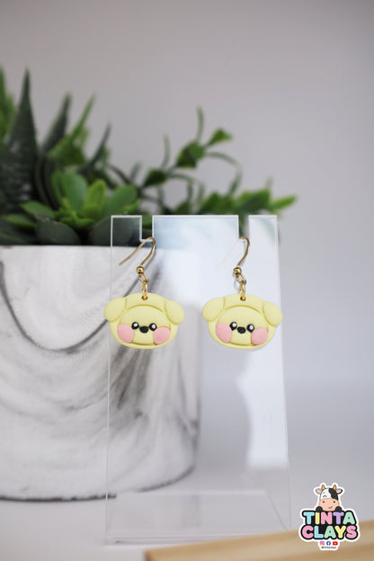 Handmade Yellow Puppy Earrings | Cute Dog Polymer Clay Earrings | Kawaii Character-Inspired Jewelry
