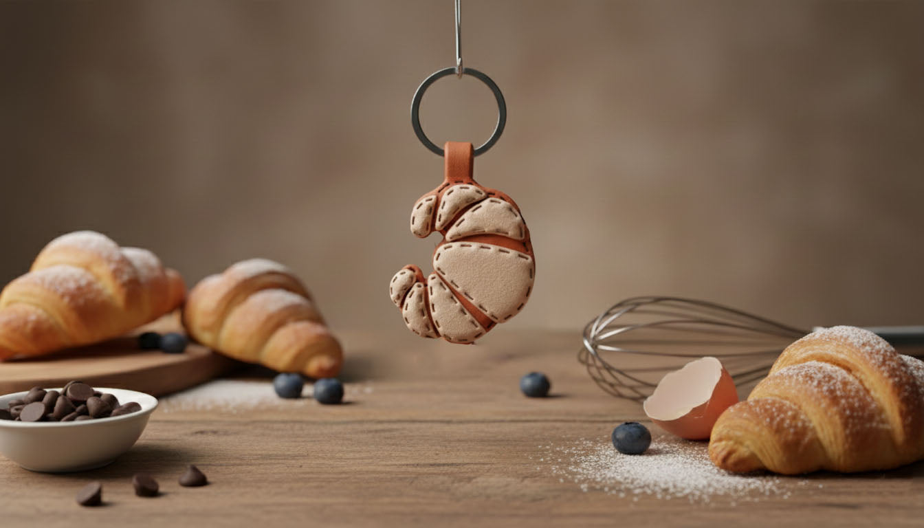 Buttery Croissant Keychain | Cute Bag Charm | Food Series