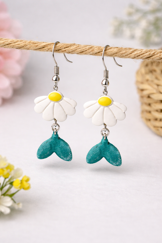 White Daisy Earring  | Spring Special | Polymer Clay Earring