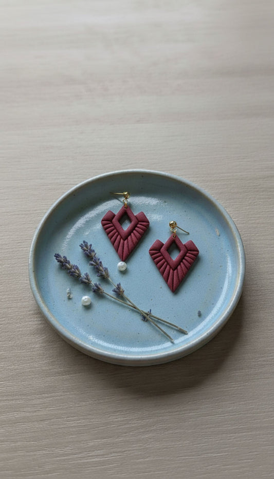 Maroon Geometric Earrings | Everyday Special | Polymer Clay Earring