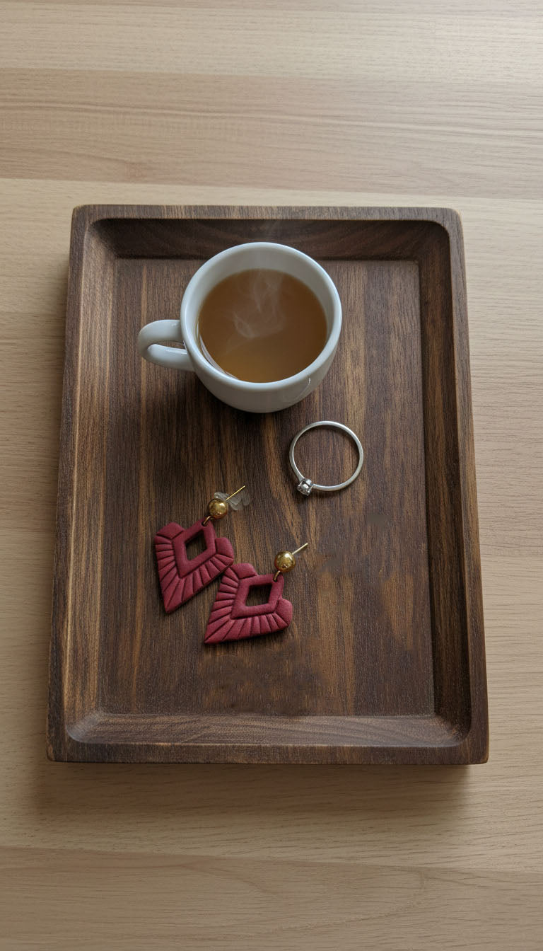 Maroon Geometric Earrings | Everyday Special | Polymer Clay Earring