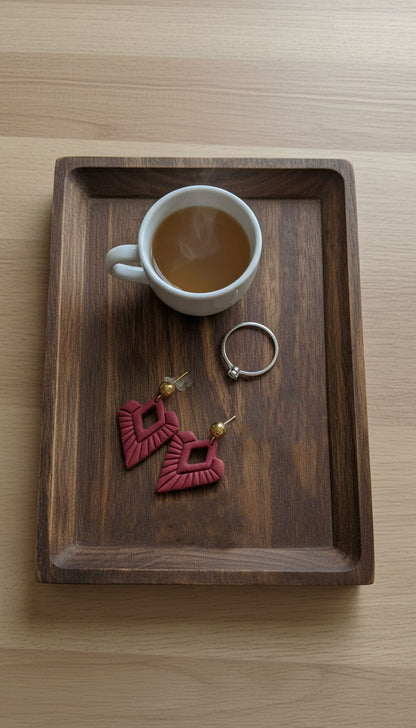 Maroon Geometric Earrings | Everyday Special | Polymer Clay Earring