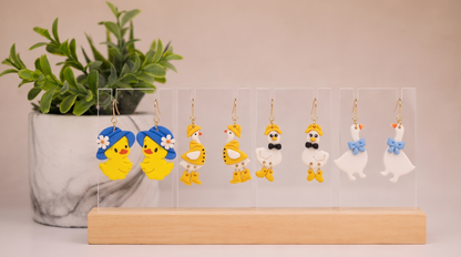 Baby Duck with Hat Earrings – Handmade Polymer Clay Earrings