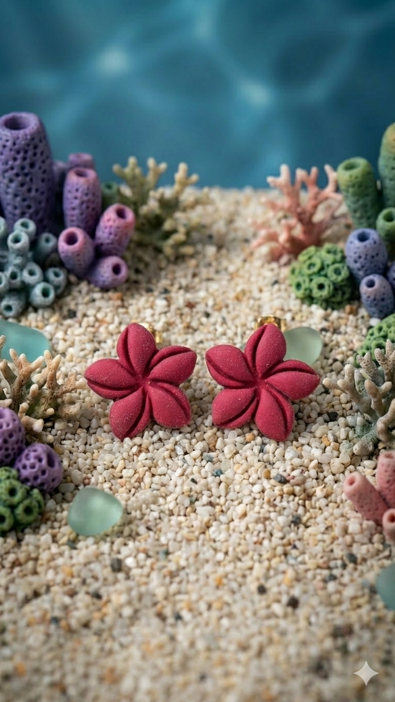 Red Coastal Flower Sea Series – HandmadeJewelry