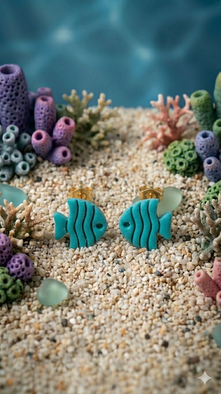 Tropical Teal: Reef Fish Studs | Sea Series
