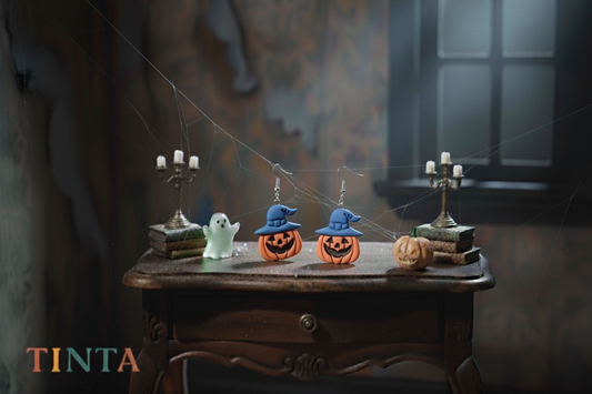 Pumpkin with Hat Dangles | Halloween Special | Polymer Clay Earring
